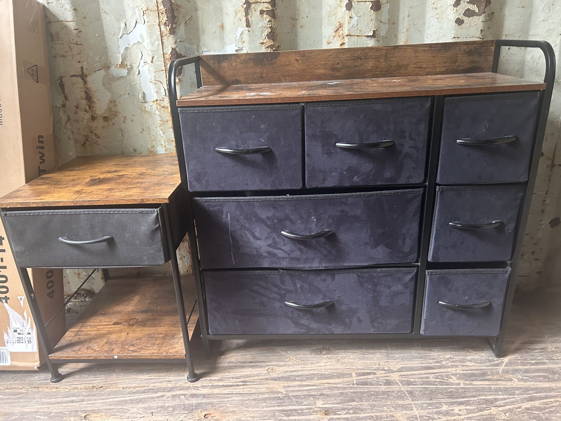 Fabric drawer small dresser and nightstand set