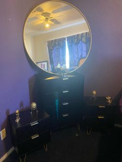 Black gold dresser 3 piece set