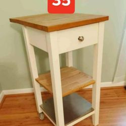 Kitchen trolley, white/oak, 45x43x90 cm