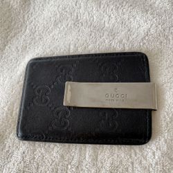 Gucci Leather Money Clip Card Holder