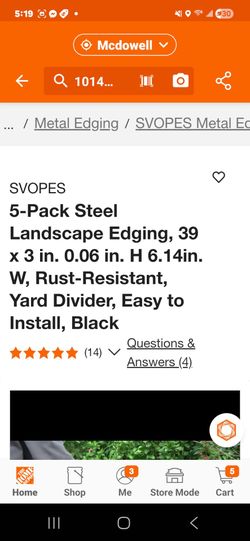 5 PACK STEEL LADSCAPE EDGING   39x3