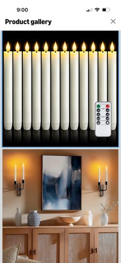 14 Pcs Flameless Taper Candles with Remote Timer, Battery Operated Window Candles, White Plastic LED Candlesticks, for Wedding Halloween Christmas Chu