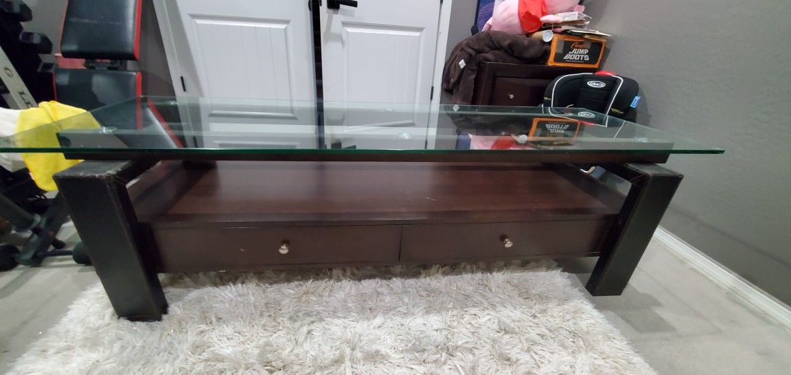 Glass And Leather Entertainment Center