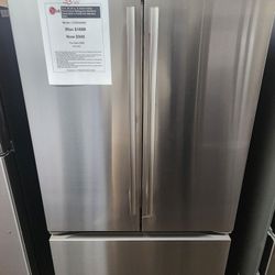 33 in. W. 25 cu. ft. Smart 3-Door French Door Refrigerator Standard Depth MAX in PrintProof Stainless Steel