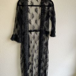 Black Lace Shawl/Duster Jacket One Size Fits Most