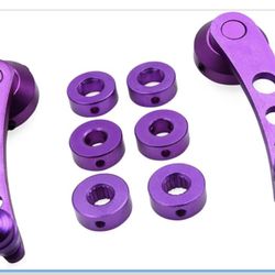 2pcs Purple Universal Aluminum Alloy Car Auto Door Window Handle Cranks Winder (missing Set Screws)