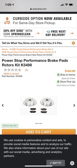 Power Stop Performance Brake Pads Kit