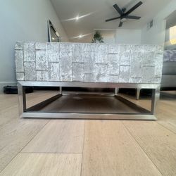 West Elm Chrome And Concrete Coffee Table