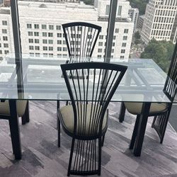 Glass Dining Room Table and Chairs 