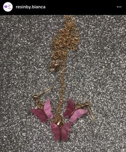 butterfly earrings and necklace set