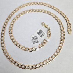 14kt Gold Hollow Curb Chain 24"