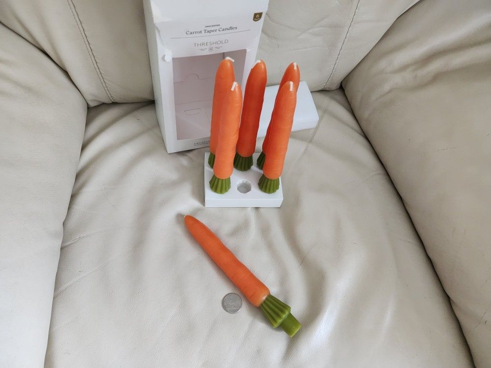 Spring And Summer Carrot Tapper Candles In Set Of 6 Home Decor Gift Idea Made By Threshold 8.5" Tall.