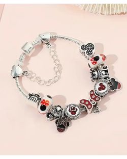 Disney Mickey & Minnie Mouse Charm Bracelet Pandora-Style