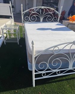 White Bed Frame and nightstand set