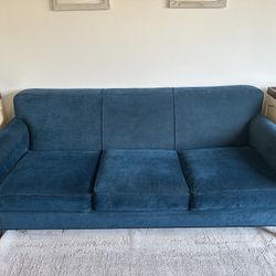 Modern Teal Velvet 3-Seat Sofa – Clean, Stylish & Comfortable