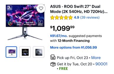 ASUS ROG Swift PG27UCDM 27" 4K 240Hz QD-OLED Gaming Monitor - Like New in Box