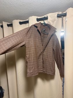 Brown Plaid Button-Up Jacket
