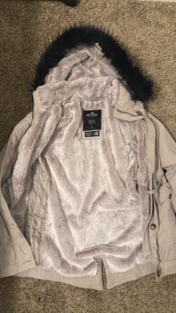 Vintage brown black hood winter jacket from hollister