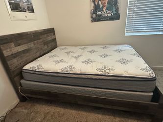 Farmhouse shiplap queen bed and mattress