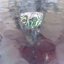 Silver turquoise ring.
Size ten