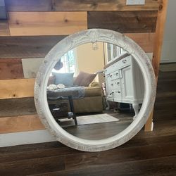 round wood mirror 