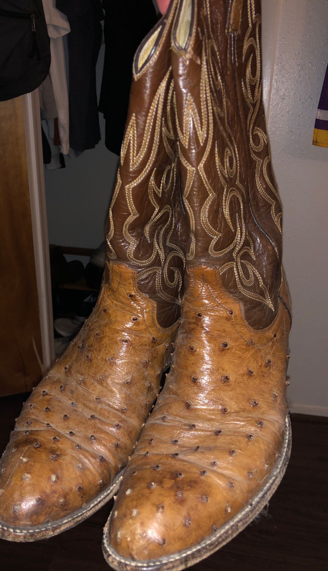 Ostrich Leather Boots Size 9 (M)