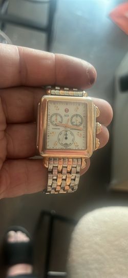 Michele Diamond Deco Two-Tone Watch