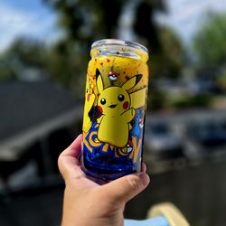 Pokemon snowglobe tumbler 16oz acrylic lava drip Libby style kid friendly