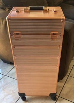 Rose Gold Rolling Makeup Train Case