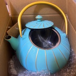 Japanese Cast Iron Tea Kettle with Infuser for Loose Leaf and Tea Bags, Stovetop Safe Teakettle with Enameled Interior, 40 oz (1200 ml)