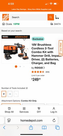 RIDGID 18V hammer/impact brushless combo kit