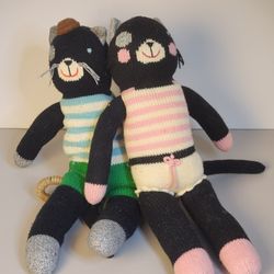 Blabla stuffed cat knitted doll