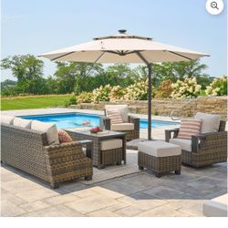 12ft Cantilever Patio With Solar Lights And Base