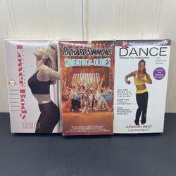 3 Vintage VHS Workout Exercise Tapes Fonda Simmons Grimes
