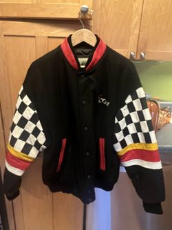ICOM Big Guns IC– 7800 leather sleeve, Racing jacket. Button down front XL. Ham Radio.