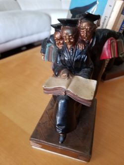 Antique Bronze Collectible Bookend Scholars