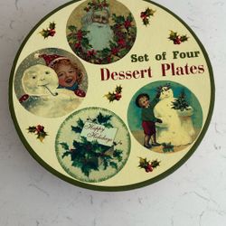 Set Of Four Christmas Dessert Plates