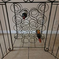 Wrought Iron Black Rustic Metal Wine Rack 16 Bottle Jail Storage