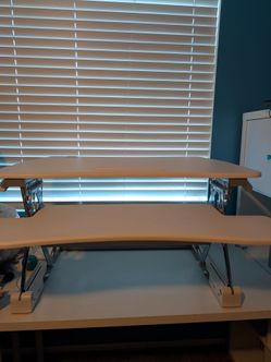 White standing desk converter