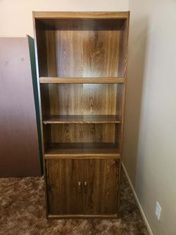 Bookcase with cabinet doors 71 tall, 21 wide, 11.5 deep