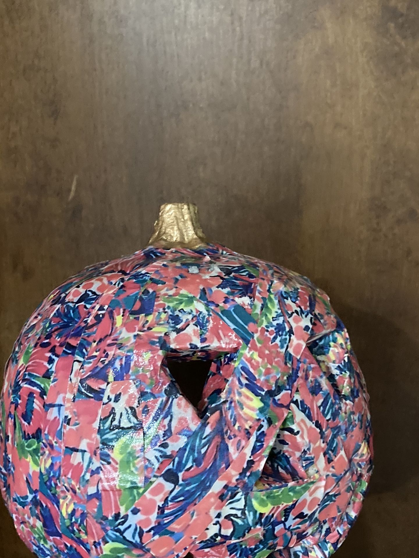 Lilly Pulitzer inspired handmade pumpkin