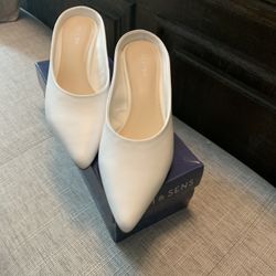 White Pointed Toe Mules