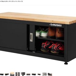 Husky Steel Storage Bench in Black (48 in. W x 20 in. H x 18 in. D) Brand New Ion Box. Only $350 Retail Price $450 Wt Tax 