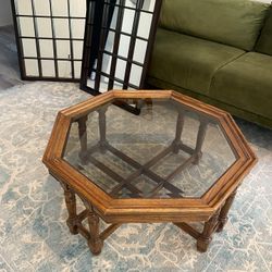 Vintage Octagon Glass Coffee Table 