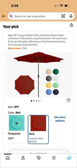 Ayge 9FT Large Outdoor Patio Umbrella Market Table Umbrella-UV Resistant, Easy Push Button Tilt and Crank, 8 Sturdy Fiberglass Ribs Heavy-Duty Pool Um