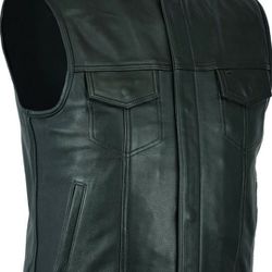 New! LEATHERICK VEST Black Motorcycle Vest