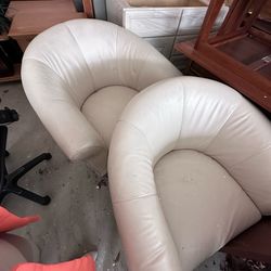 Leather swivel accent chairs