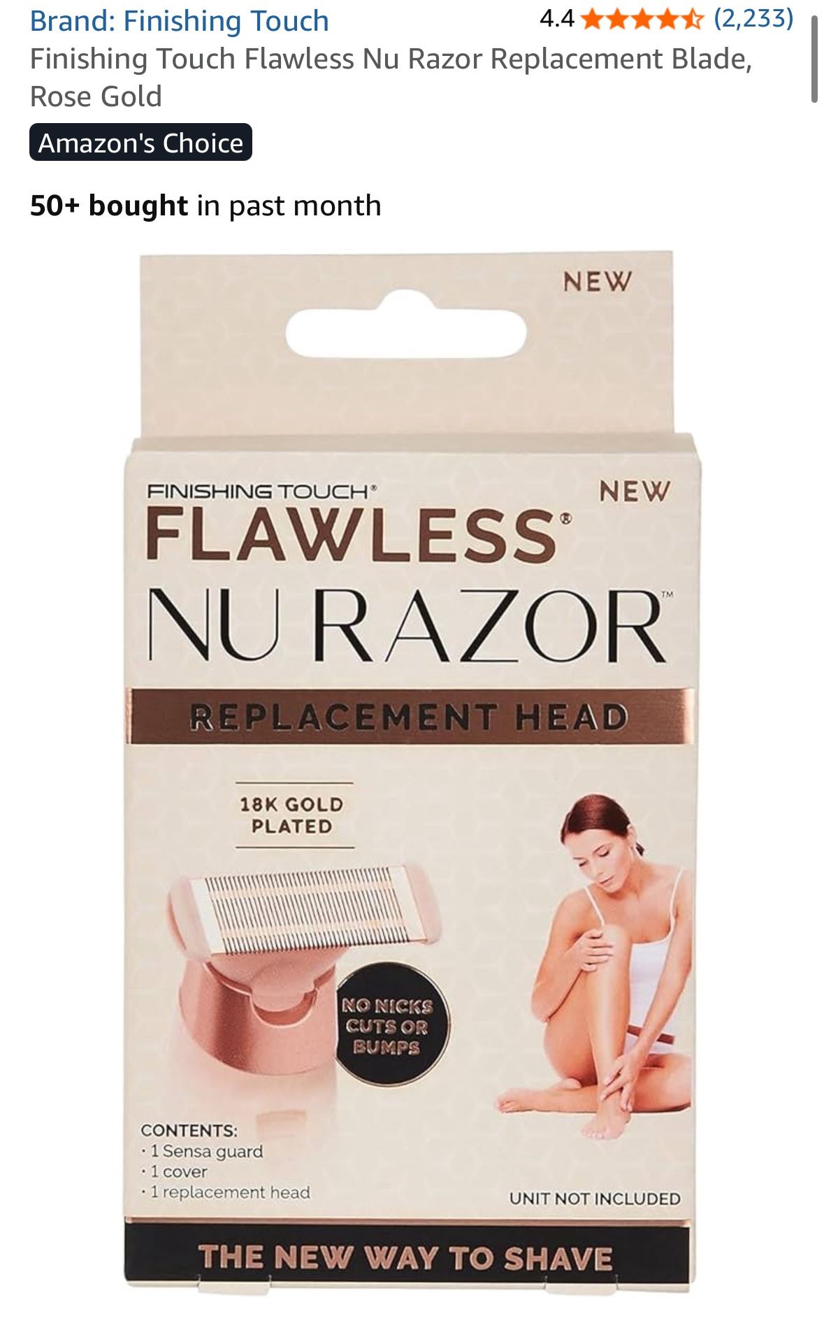 Finishing Touch Flawless Nu Razor Replacement Blade, Rose Gold