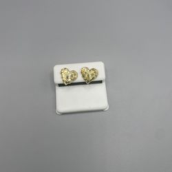 HEART SHAPED REAL GOLD NUGGET EARRINGS 