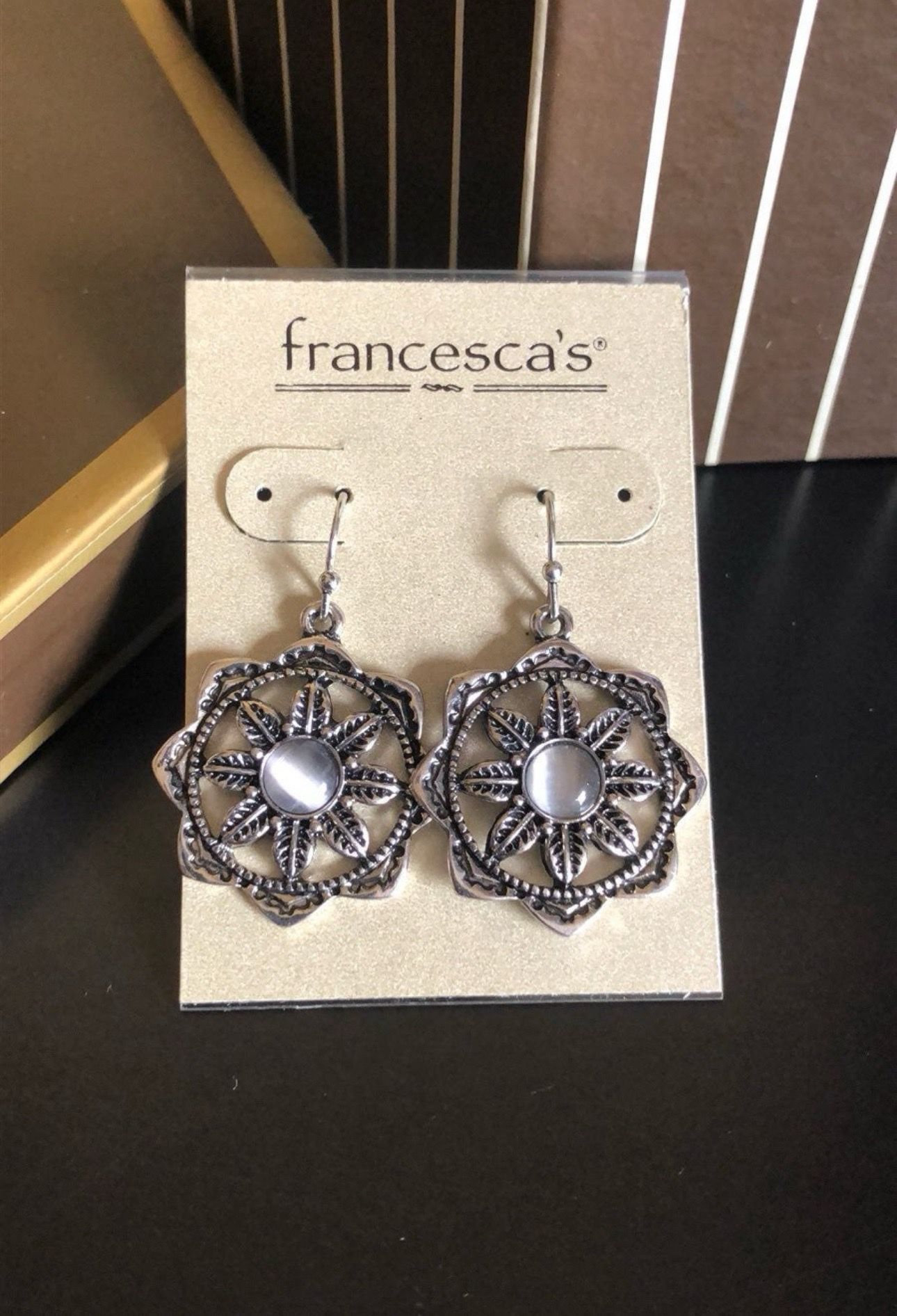 Intricate Sunburst Medallion Drop Earrings
